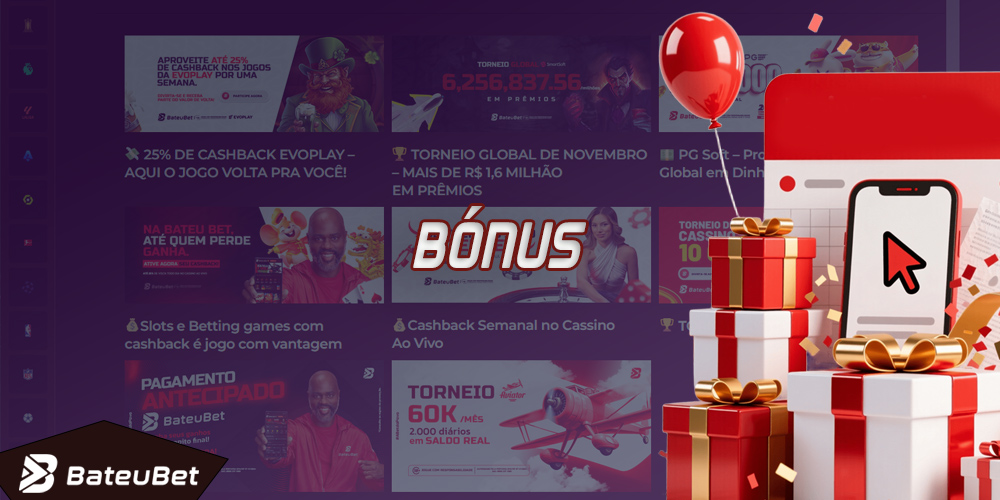 Bateubet oferece uma ampla variedade de bônus, desde um bônus de primeiro depósito até rodadas grátis para jogos regulares.